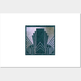 Art Deco glamour - teal and silver Posters and Art